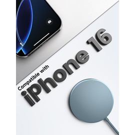JSAUX Magnetic Wireless Charger Compatible with MagSafe Charger/iPhone 16e/16/16 Plus/16 Pro/16 Pro Max/15 14 13 12 Series, Wireless Mag Safe Charging Pad, Mag Charger (Blue)