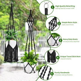 SFENNGPET Macrame Plant Hangers, 6Pack Hanging Planters for Indoor Plants w/ 6 Set Hangers Kit Handmade Macromay Plant Hangers Indoor Flower Pots Holder Stand for Boho Home Décor (POTS NOT Included)