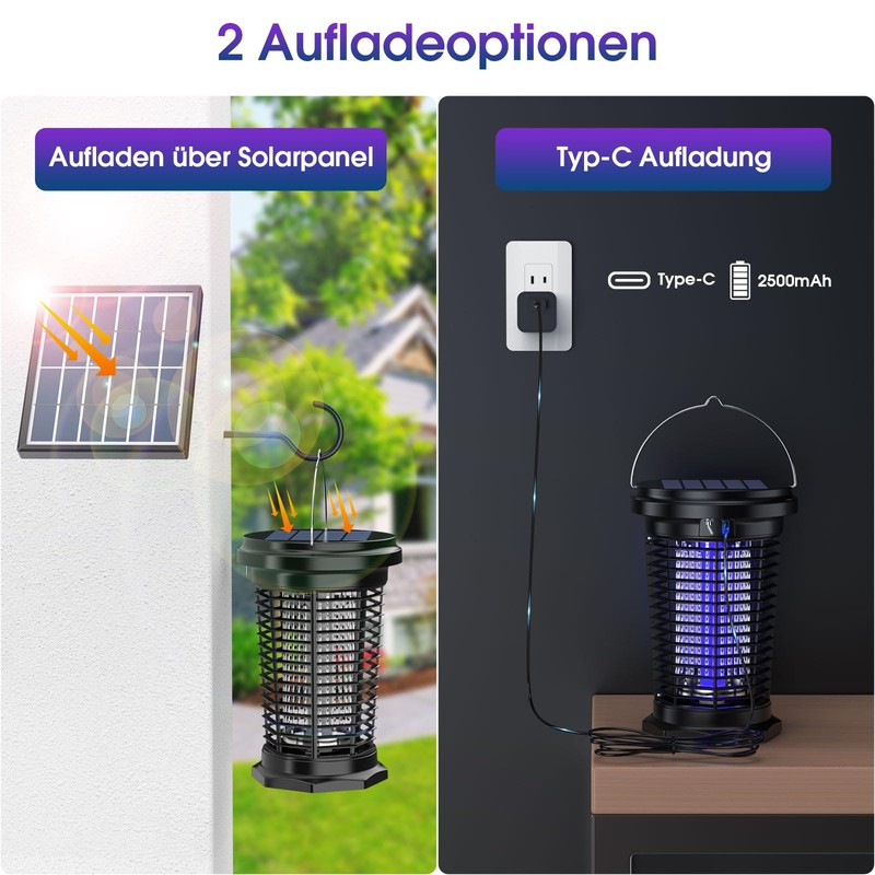 PALONE Bug Zapper for Outdoor & Indoor, USB Rechargeable Solar