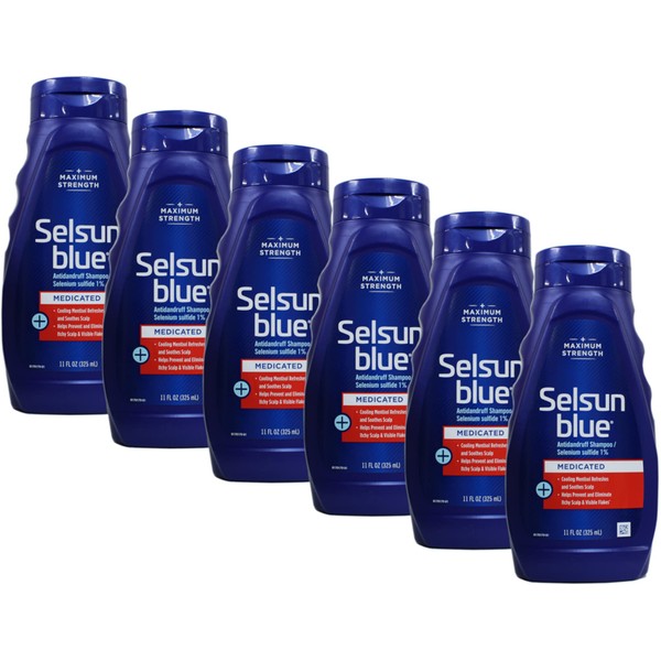 Selsun Blue Dandruff Shampoo 11 oz. Medicated (Pack of 6)