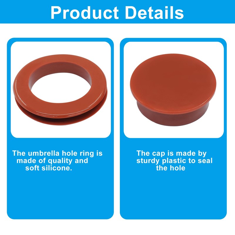 LifCratms 2 Set 2 Inch Silicone Patio Table Umbrella Hole