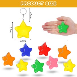 Ainiv Pack of 24 Star Anti-Stress Balls, Stress Balls, Key Rings for Anxiety, Relief, Calming, Children, Adults, Star Foam, Anti-Stress Ball for School, Reward, Student, Party, Bag Fillers