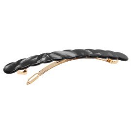 France Luxe Scalloped Long and Skinny Barrette - Nacro Black
