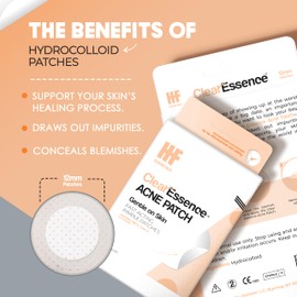 HF Essentials Clear Essence Acne Pimple Patches - Hydrocolloid Acne Patch for Covering Zits and Blemishes, Spot Stickers for Face and Skin (36 Count)