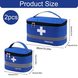 dogmoon Erste-Hilfe-Tasche, leer, 2 Stück kleine/große Erste-Hilfe-Notfall-Organizer-Taschen, tragbare leere Medikamentententasche, tragbare Erste-Hilfe-Box für Outdoor, Camping, Reisen, Arbeit, blau