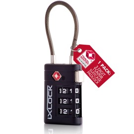 TSA Lock for Suitcase Lock Luggage Locks, 01) Black - Cable lock: 1-pack, Travel TSA Lock with Steel Cable, Locks with Combination Code, TSA Combination Lock for Suitcases