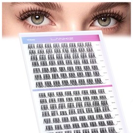 Cluster Lashes,Lankiz Individual Eyelashes C+D Curl 10-16mm Reusable DIY Individual Lashes Hypoallergenic Eyelash Clusters for Daily Wear and Events(Hybird)