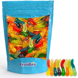 Large Gummi Worms Candy, Assorted Fruit Flavors Gummies, Allergy Friendly, Non-GMO, No Artificial Sweeteners Gummy (1 Pound)