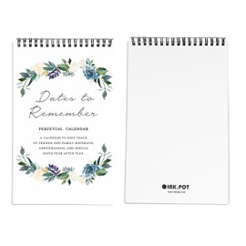 Inkdotpot Floral Perpetual Calendar, Important Dates to Remember- 6x9 Monthly and Daily Wall Hanging Journal for Special Days- Birthdays- Anniversaries Book Birthday Gift Planner Organizer