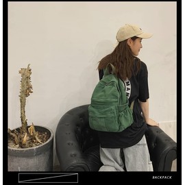 KAOBIO Boho Canvas Backpack for School Vintage College Backpack Women Fairy Grunge Aesthetic Hippie Y2K Backpack (Green)
