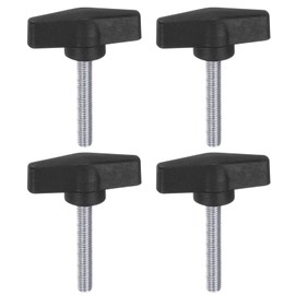 QUARKZMAN Pack of 4 Thumb Screws with T Wing Knobs, M8 x 45 mm, Plastic T-Head, Carbon Steel, 55 mm Threaded Bolts, Clamping Screw, Wing Screw, Grab Handles, Clamping Knob for Machine