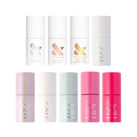 Olive & June Bestsellers Gel Polish Set | Includes 6 Shades (HD, KMC, Pink Goldfish, Icing Is The Best Part, Prom, XOXO) + Gel Top Coat & Base Coat & Peel-Off Base | Vegan, HEMA-Free