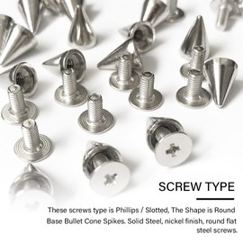 Misscrafts Rivets Punk Spikes Screwback Studs 150 Sets for Punk Style DIY Craft 7×10mm/0.27"×0.39" (silver)