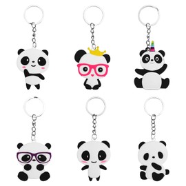 Toyvian Panda Keyring Car Key Fob Handbags Decoration Pendant Party Favors Pack of 6, See image