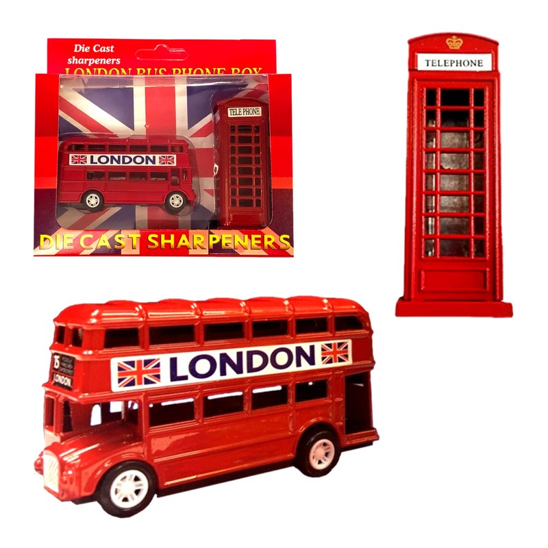 London Souvenir Pencil Sharpeners Set - Die Cast Metal Sharpener