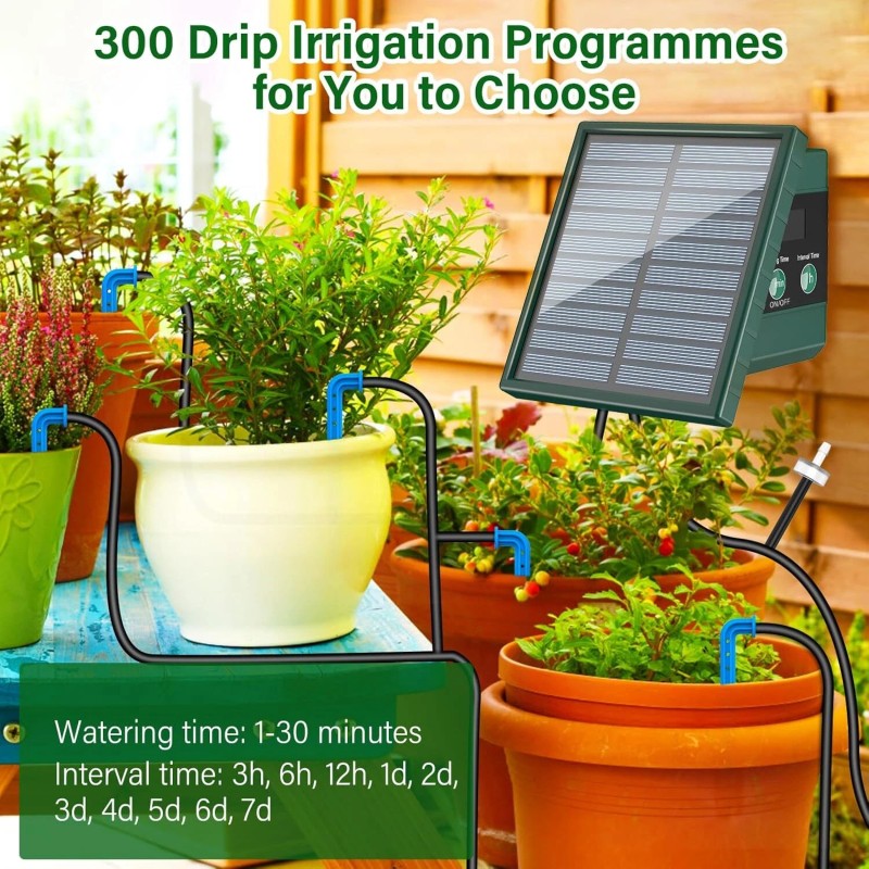 TRJZWA New Solar Irrigation System DIY Irrigation System Kit, 300