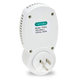 Programmable Thermostat Outlet Plug for Space Heaters and A/Cs, 120v/ 110v 15 amps, Heavy Duty, New Will retain Power for 15 min to Enable Easy Programming.