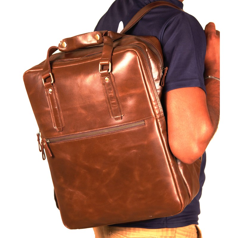 HULSH Leather Backpack For men and women 18 Inch -