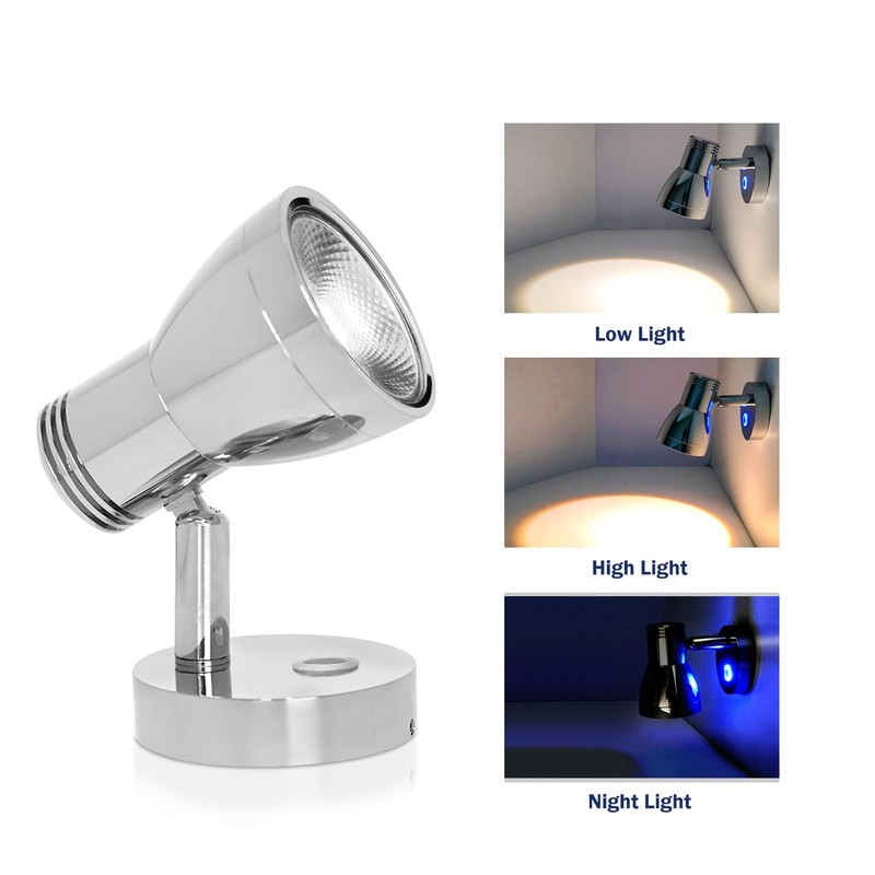 THALASSA 3W RV Stepless Dimmable Reading Light for Boat 12V