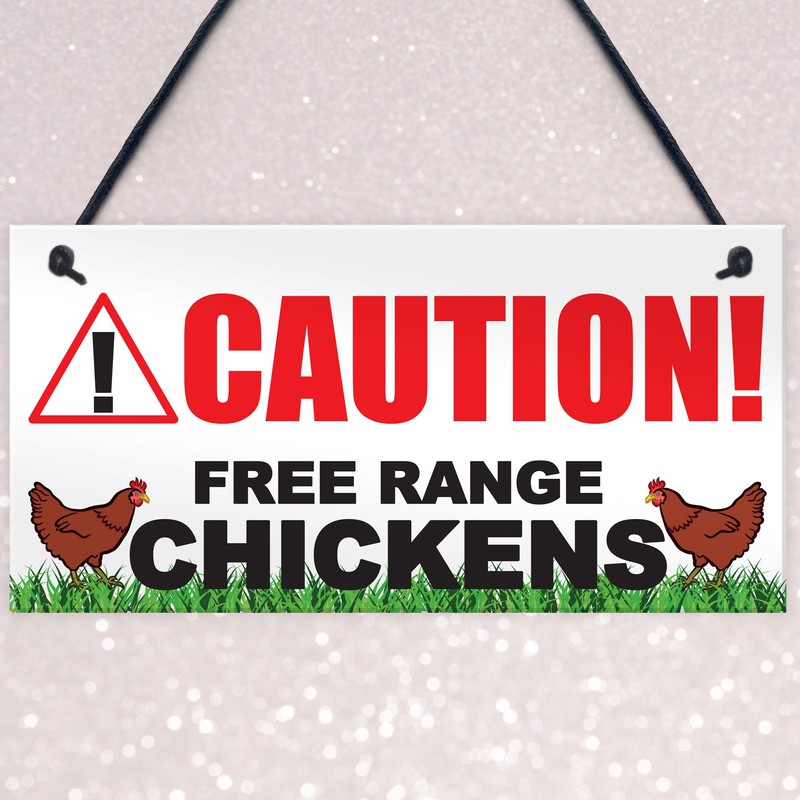 RED OCEAN Caution Free Range Chickens Hanging Plaque Chicken Coop