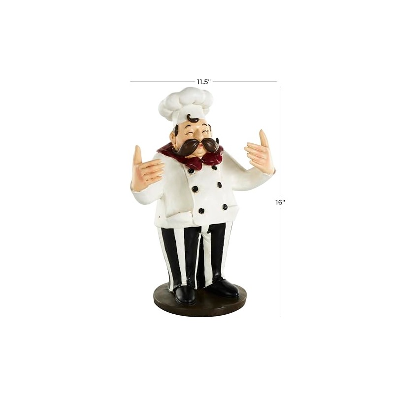 Deco 79 Polystone Chef Sculpture with 2 Wine Holder Slots,