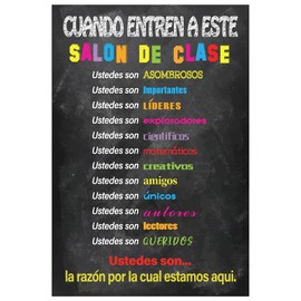 WaaHome Spanish Classroom Decorations 12''x18'' Motivational Spanish Poster for Back to School Classroom Decor Teacher Supplies, Inspirational Positive Español Poster for Kindergarten Elementary High