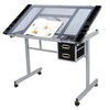 Oteymart Adjustable Drafting Table Glass Top Drawing Desk Craft Station