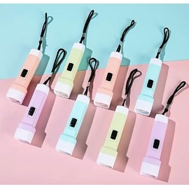 Mini LED Flashlight Set, 24 Pack, Pastel Colours, Portable with Wrist Strap