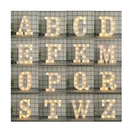 VITI - Letras con luces LED iluminadas para luz nocturna, decoración de pared, bodas/fiestas de cumpleaños, Navidad, funciona con pilas (I)
