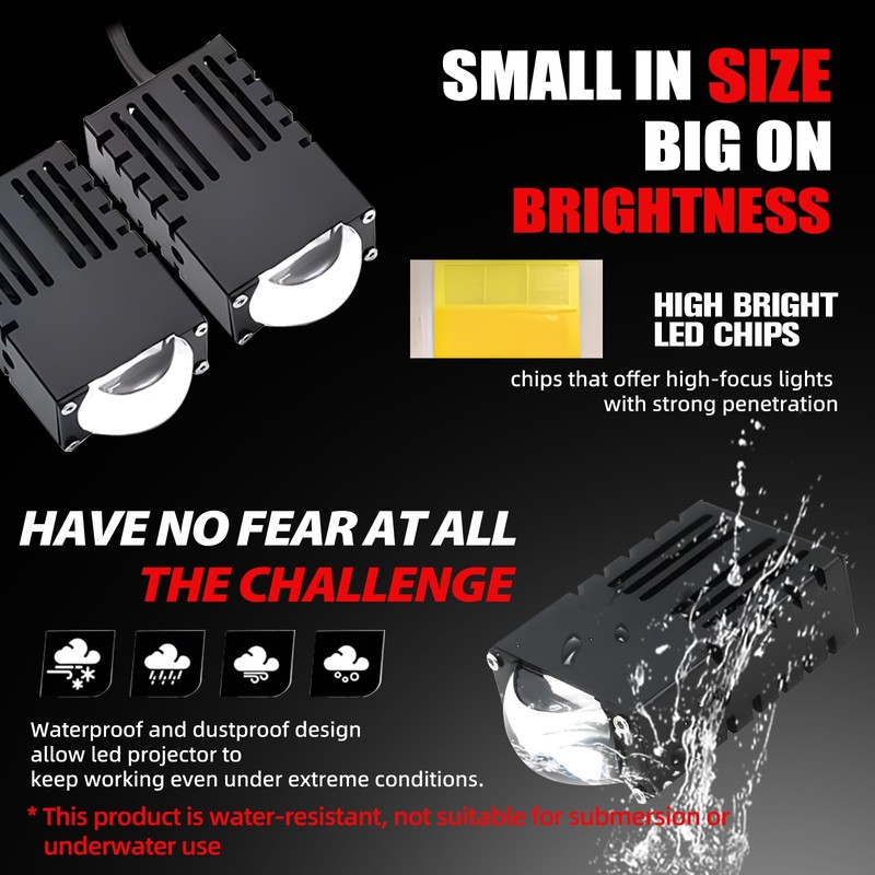 Super Bright Grill Driving Lights, Mini Projector Fog Lights for