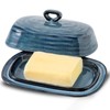 Hasense Butter Dish with Lid, Porcelain Butter Container with Handle