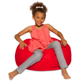 Posh Creations Bean Bag Chair for Kids, Teens, and Adults Includes Removable and Machine Washable Cover, Solid Red, 27in - Medium