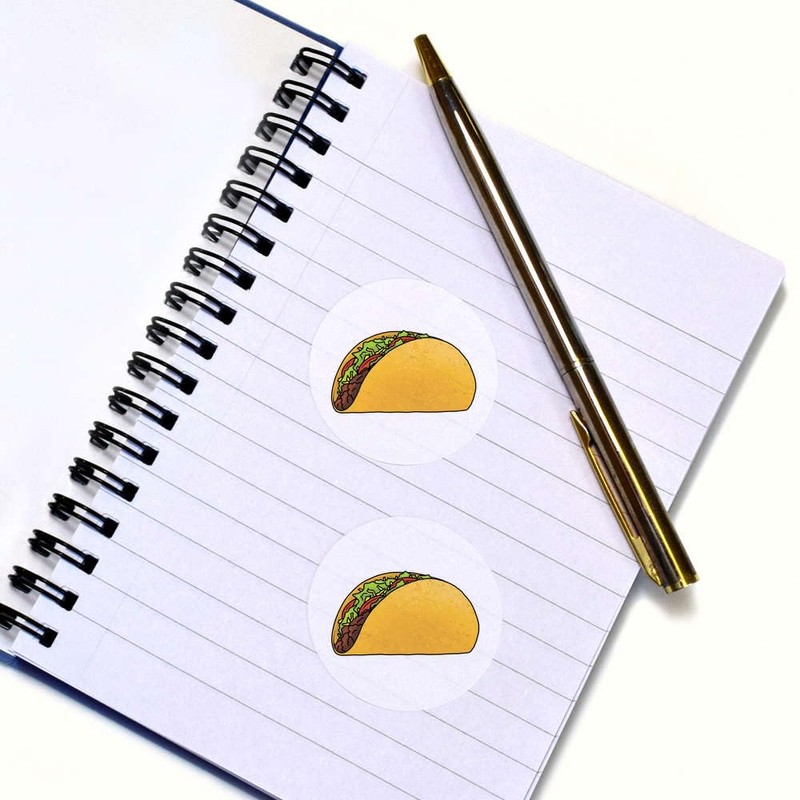 24 x 40mm Round 'Tasty Taco' Stickers (SK00070262)