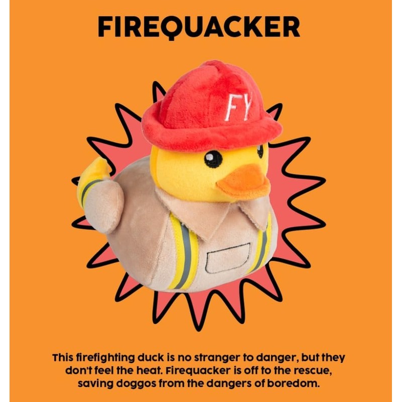 Fuzzyard Waddle Squad-dle Assorted Plush Dog Toys (Firequacker)