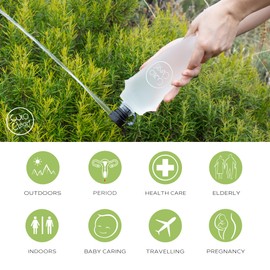 CuloClean - Bidé portátil con botella flexible (500 ml, 17.5 onzas) - Ideal para viajes, senderismo, inodoro o camping. Ultraligero (34 g, 1.2 oz). Incluye CuloClean (negro), botella flexible y