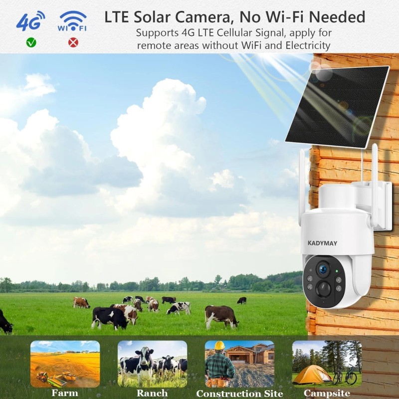 Xega 2K 4G LTE Cellular Security Camera with Built-in Sim