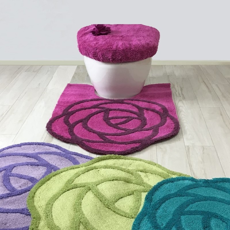 Senko S.D.S 18072 Rose Shaped Toilet Mat, Approx. 31.5 x