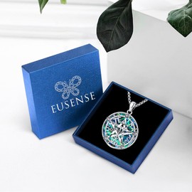 Eusense Tetragrammaton De Plata 925 Sterling Silver Jewelry Tetragrammaton Necklace Tetragrammaton Amuleto De Proteccion De Brujeria Pentacle Pentagram Pendant Necklace for Men Women Abalone Shell