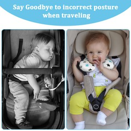 Alaoo Baby Neck Pillow, Baby Head Support Newborn Cute Cartoon Car Travel Sleeping Pillow Soft U-Shaped Head Neck Protector for Car Seats and Strollers, Star Pattern