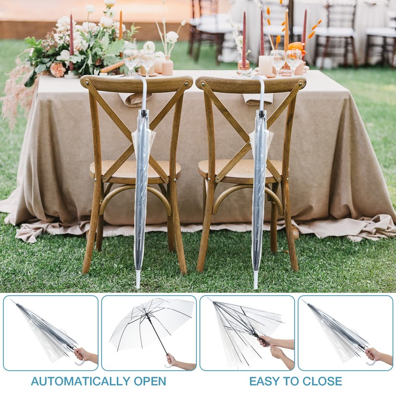 10 Pack Clear Wedding Umbrellas Auto Open Windproof Clear Umbrella