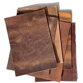 HAPPER STUDIO Cowhide Leather 2mm Thickness Pull-Up Crazy Horse Leather Genuine Leather Sheets for Crafts Various Shades Mix (Brown, A5 (148 x 210mm))