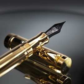 Conklin Duragraph Metal Fountain Pen PVD Gold - Broad Nib, Elegant Writing Instrument with Durable Gold Finish