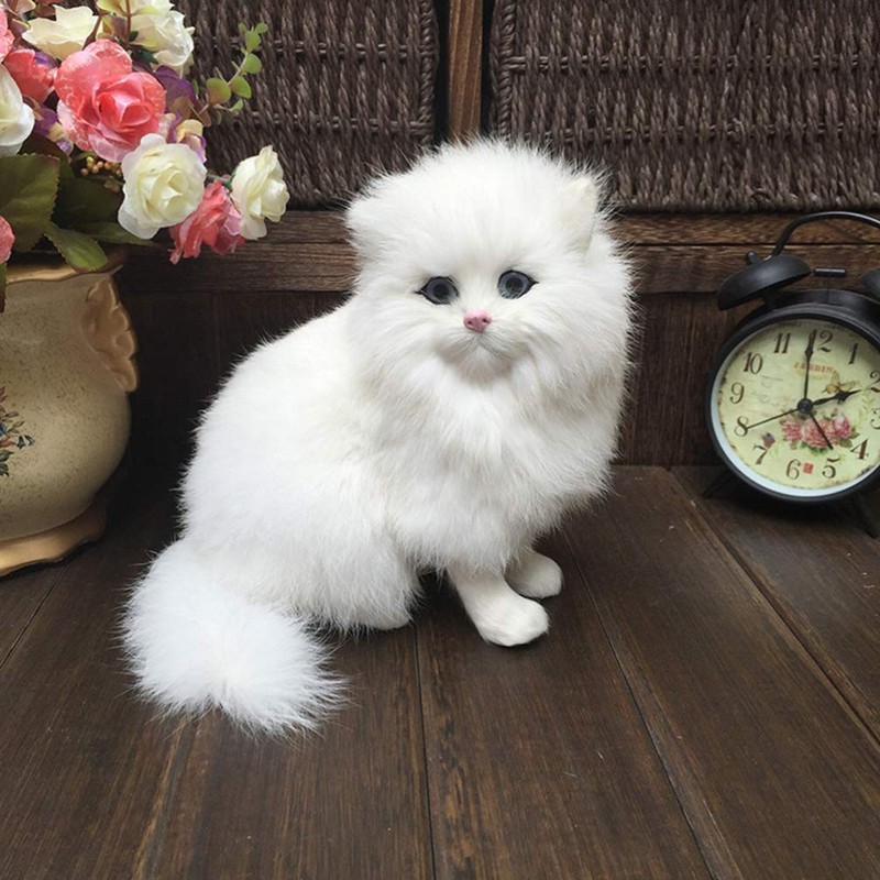 EXCEART Realistic Cat Figure Plush Toys Cat Sitting Plush Persian