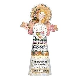 Roman 12551 Heart to Heart Angel by Kelly Rae Roberts, 8.5-inch Height, Resin and Stone Mix