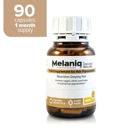 Melaniq Hair Pigmentation Supplement - Anti Gray Hair Tablets for Men Women - Premature Grey Hair Treatment Vitamins - Melanin Support Anti-Ageing Naturally-based Vegetarian Capsules, 1 month supply