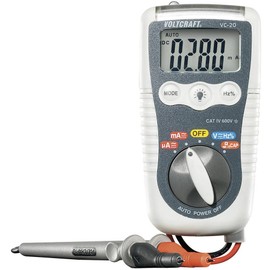 VOLTCRAFT VC-20 Handheld Multimeter Digital Splashproof (IP54) CAT III 1000 V, CAT IV 600 V Display (Counts): 400
