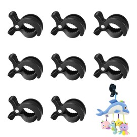 Pushchair Clips, Pack of 8 Clip for Attaching Toy Clips Pushchair Universal for Muslin Screeners Blankets Covers (Black)