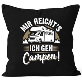 MoonWorks® Cushion Cover Camping Home is Where The Pitch is Gifts for Camper Motorhome Saying Funny Black Standard