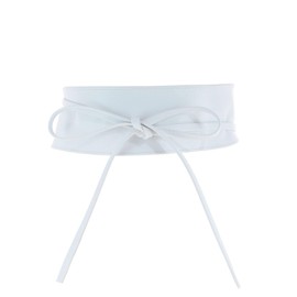 FASHIONGEN - Woman Italian leather Obi belt, CASSIANE - White, L-XL