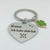 WOO MANTO Heart Keyring with Clover Leaf Pendant, Mama, Ich
